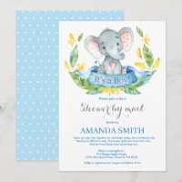 Boy Elephant Baby Shower por invitación por correo