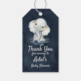 Boy Elephant Navy Baby Shower etiqueta de regalo a