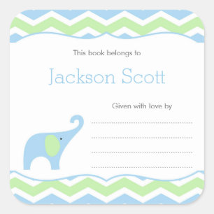 Boy Elephant pegatina de la placa Baby Shower Book
