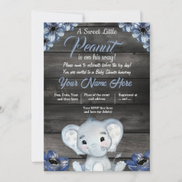Boy Elephant Rustic Invitación Floral de Baby Show