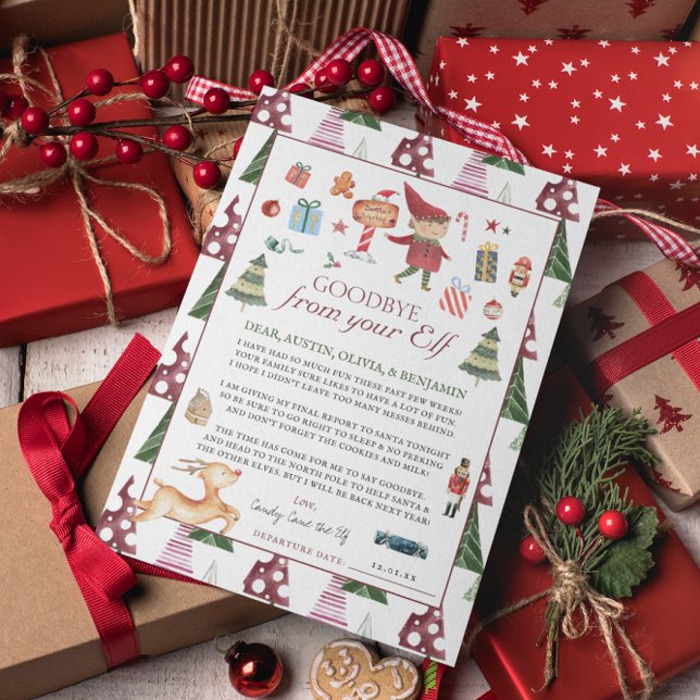 Boy Elf | Tarjeta de carta de despedida de Navidad (Subido por el creador)