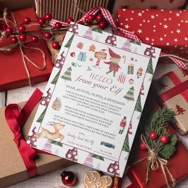 Boy Elf | Tarjeta de carta Elf Hello para Navidade (Subido por el creador)