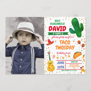 Boy Fiesta Invitación Taco Foto Cumpleaños