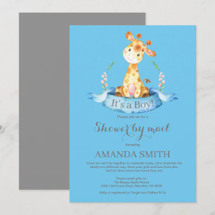 Boy Giraffe Baby Shower por invitación por correo
