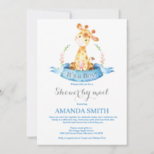 Boy Giraffe Baby Shower por invitación por correo