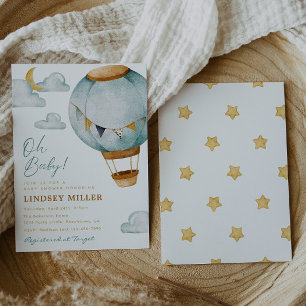Boy Hot Air Balloon Baby Shower Invitaciones