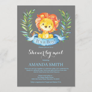 Boy Lion Baby Shower por invitación por correo