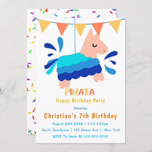 Boy Piñata 7 invitaciones de cumpleaños