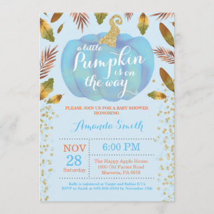 Boy Pumpkin Cae Invitación a Baby Shower Gold