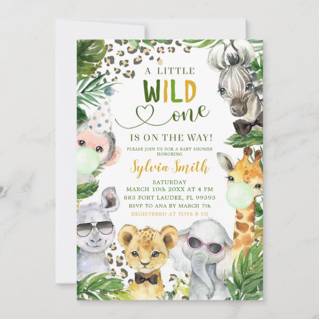 Boy Safari Wild One Baby Shower Invitación (Anverso)