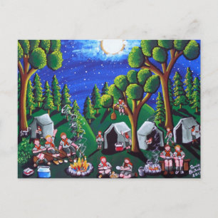 Boy Scouts acampan postales de arte popular