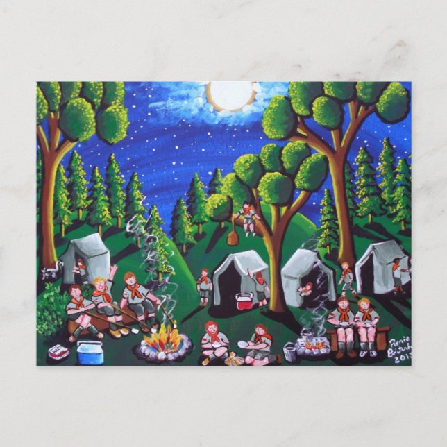 Boy Scouts acampan postales de arte popular (Anverso)