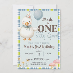 Boy Silly Goose primera invitación de cumpleaños,