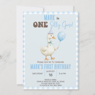 Boy Silly Goose primera invitación de cumpleaños,