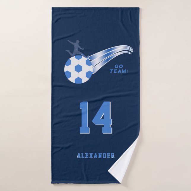 Boy Sports Soccer Ball Name Number Personalizado (Toalla de baño)