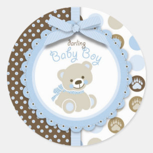 Boy Teddy Bear Round Pegatina