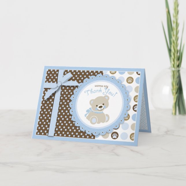 Boy Teddy Bear Tarjeta de agradecimiento (Anverso)