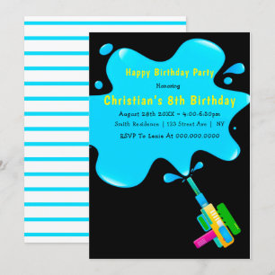 Boy Water Splash 8invitaciones de cumpleaños