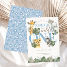 Boy Wild One Safari Nacimiento Selva Invitación