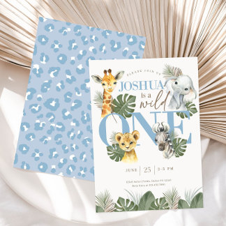 Boy Wild One Safari Nacimiento Selva Invitación