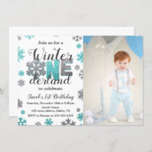Boy Winter ONEderland foto de invitación al cumple
