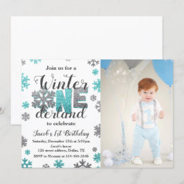 Boy Winter ONEderland foto de invitación al cumple