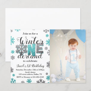 Boy Winter ONEderland foto de invitación al cumple