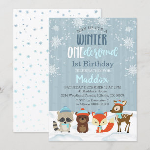 Boy Winter Onederland Primera Invitación de Cumple