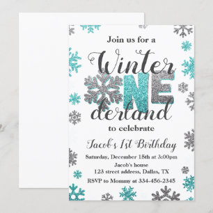 Boy Winter ONEderland Purpurina de invitación a cu