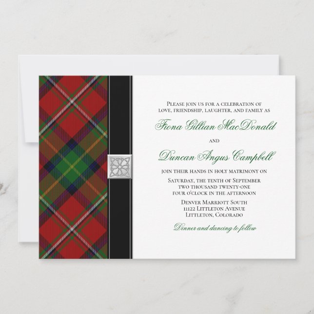 Boyd Tartán Invitación a la boda celta escocesa (Anverso)