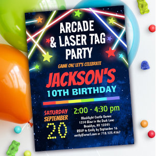 Boys Arcade & Laser Tag Invitación a fiesta de cum