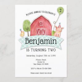 Boys Barnyard 1ª invitación de cumpleaños