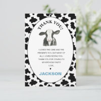 Boys Black White Cow Imprimir cumpleaños Tarjeta d