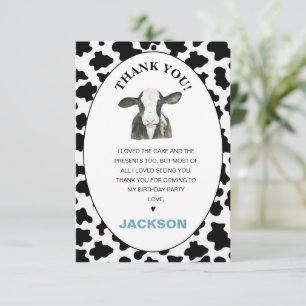 Boys Black White Cow Imprimir cumpleaños Tarjeta d