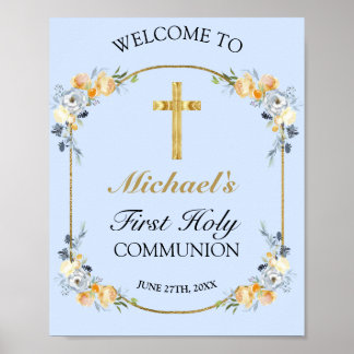 Boys Blue Floral 1ª señal de bienvenida de la Sant