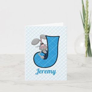 Boys Blue Jackrabbit Monogrammed Letter J Blank