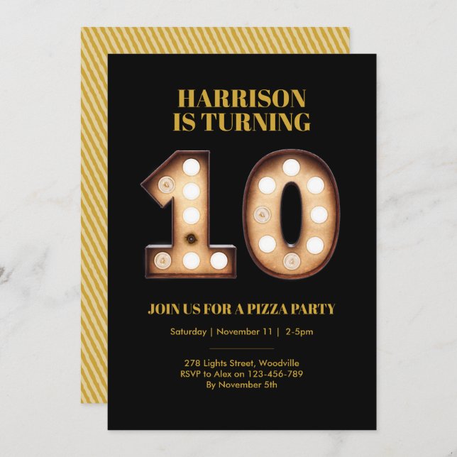 Boys Bright ilumina la invitación de décimo cumple (Anverso / Reverso)