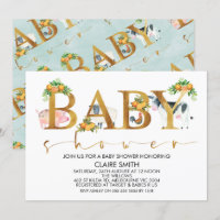 Boys Farm Animals Word Invitación de Baby Shower