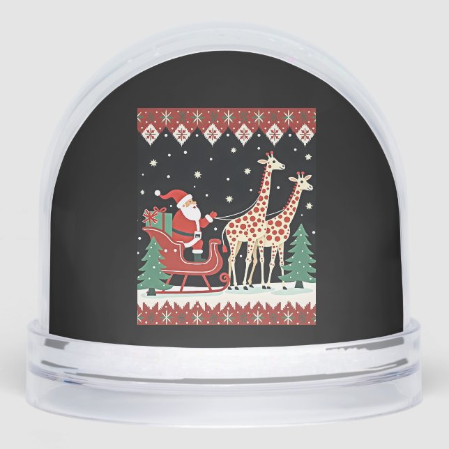 Boys Girls Santa Claus Riding Giraffe Sleigh Ugly  (Anverso)