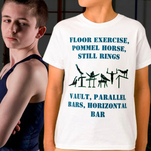 Boys Gymnastics Eventos Camiseta con su nombre en 