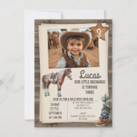 Boys Horse Buckaroo Wild West Birthday Invitación