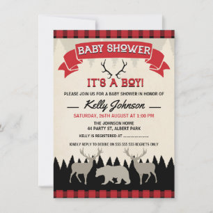Boys Lumberjack Baby Shower Invitación