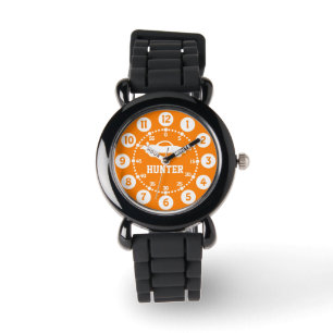 Boys naranja reloj de pulsera de nombre blanco