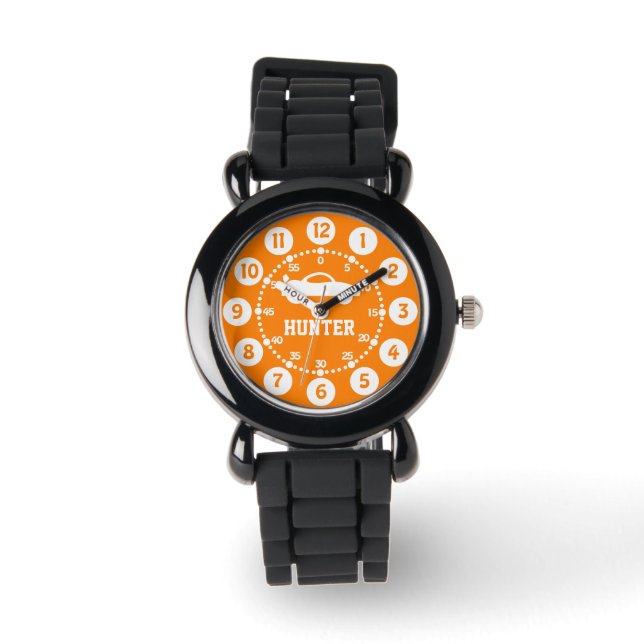 Boys naranja reloj de pulsera de nombre blanco (Anverso)
