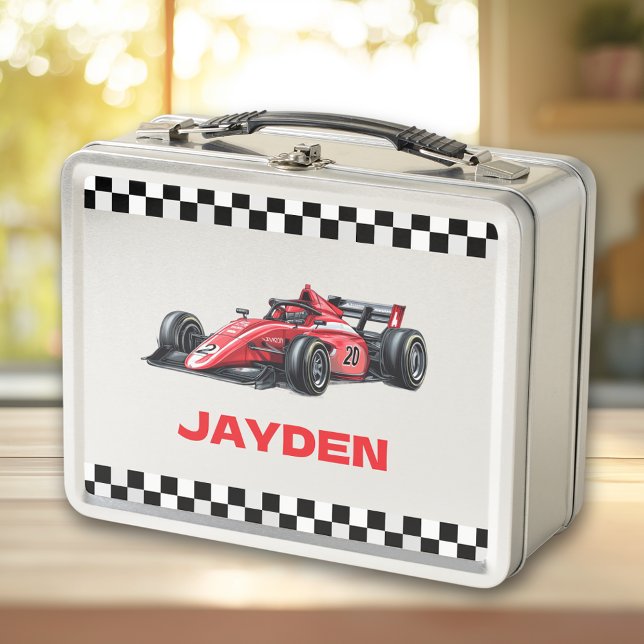 Boys Personalised Name Red Racing Car Lunch Box (Subido por el creador)