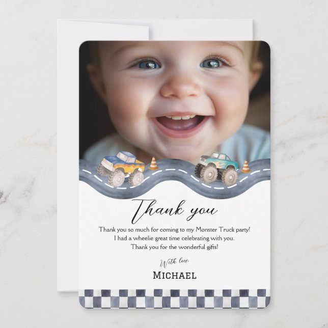 Boys Racing Party Stationery Thank You (Anverso)