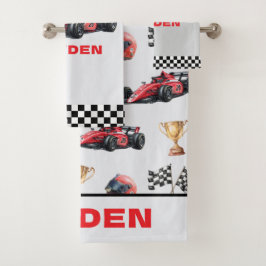 Boys Red Racing Car Pattern Personalised