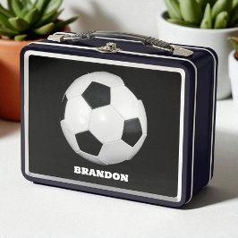 Boys Soccer Ball Black Stylish Custom Name Kids