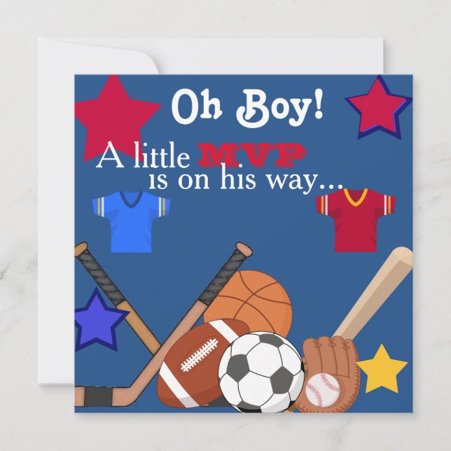 Boys Sports Baby Shower Invitación HOCKEY (Anverso)