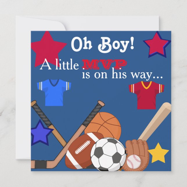Boys Sports Baby Shower Invitación HOCKEY (Anverso)